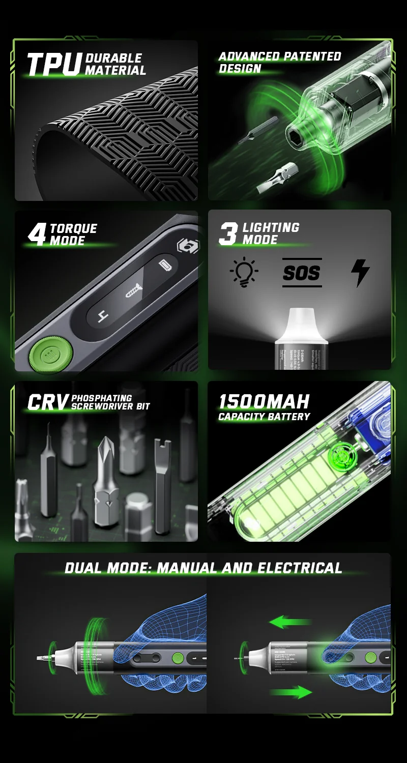 electric screwdriver set gmw03 photo black green color